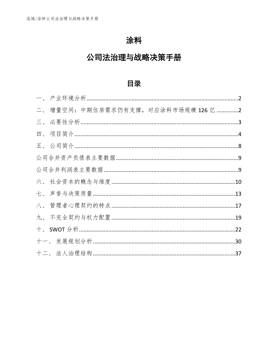 涂料公司法治理与战略决策手册（参考）_第1页