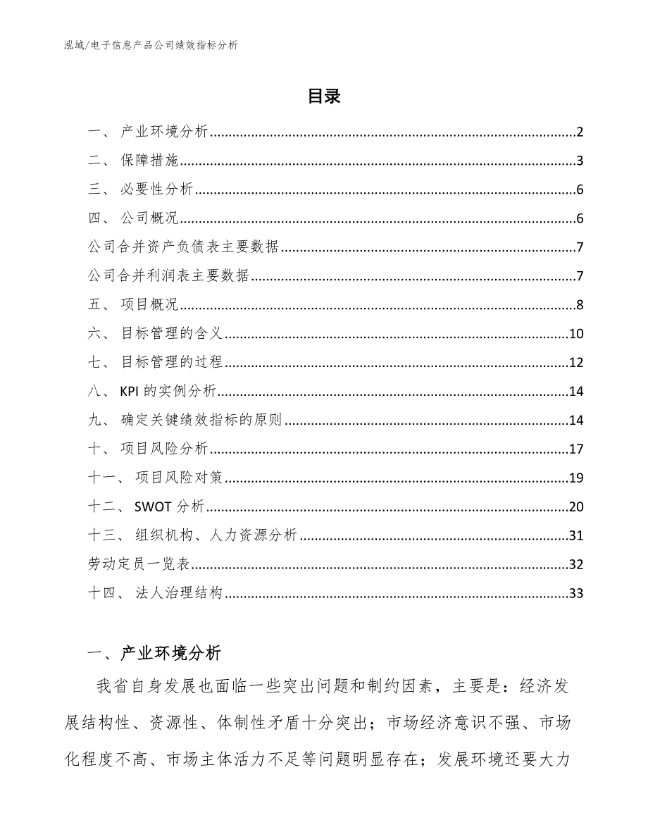 电子信息产品公司绩效指标分析_第2页