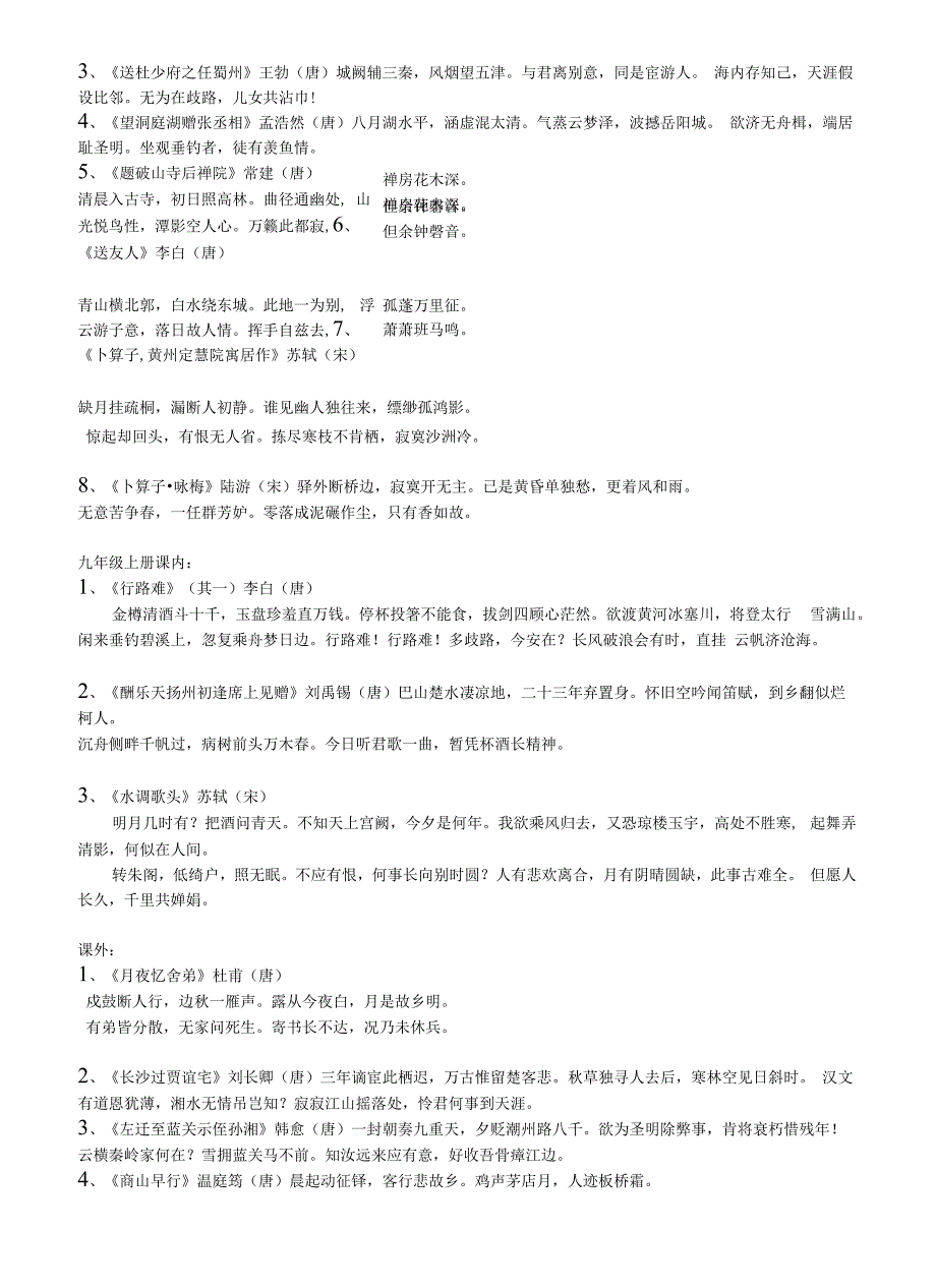 部编版中考语文古诗文必考知识点背诵篇目_第4页