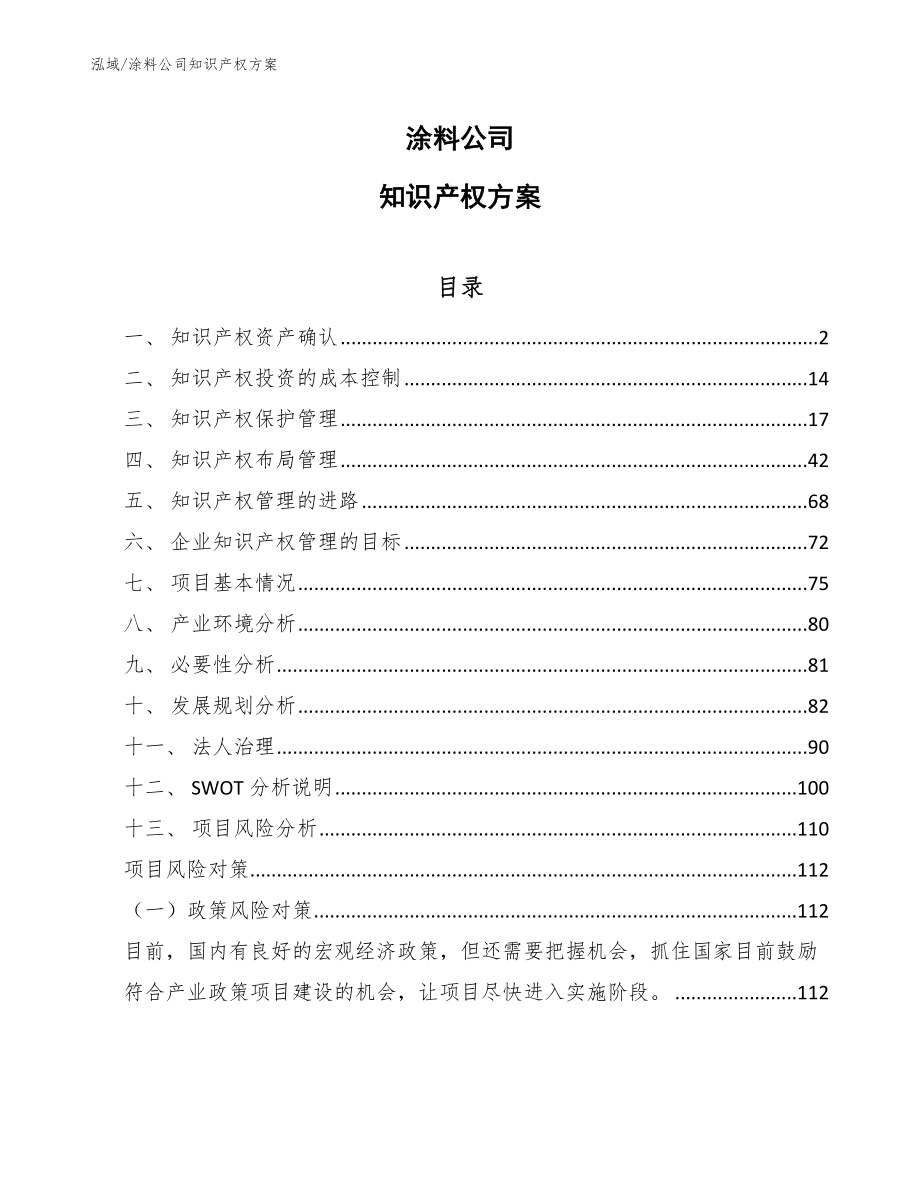 涂料公司知识产权方案_第1页