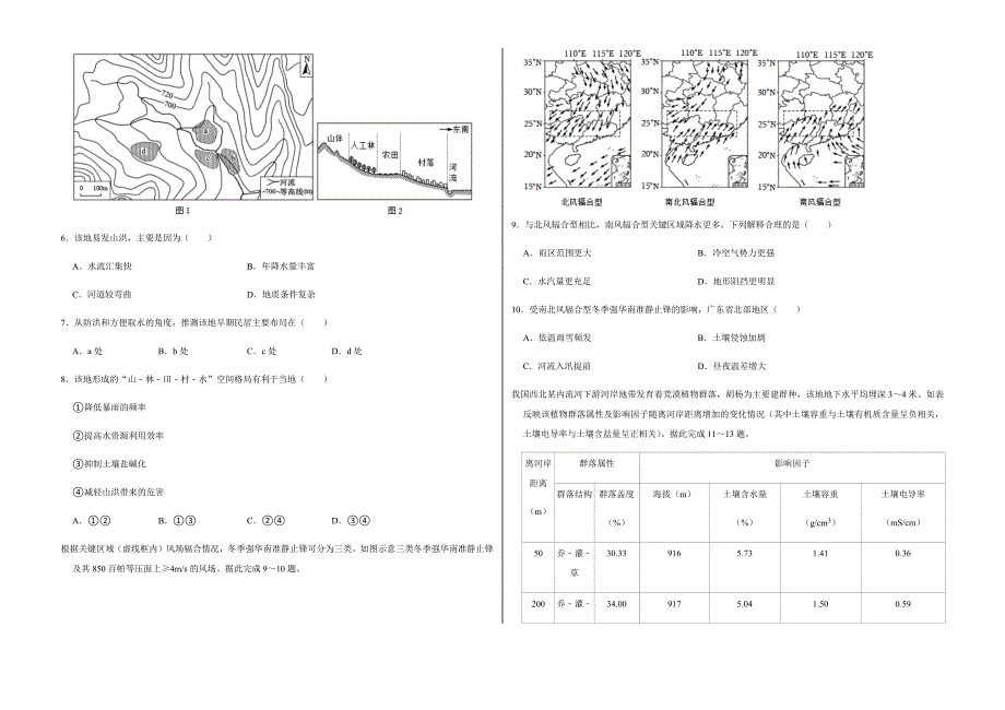 2022年湖南省新高考地理试卷附真题答案_第2页