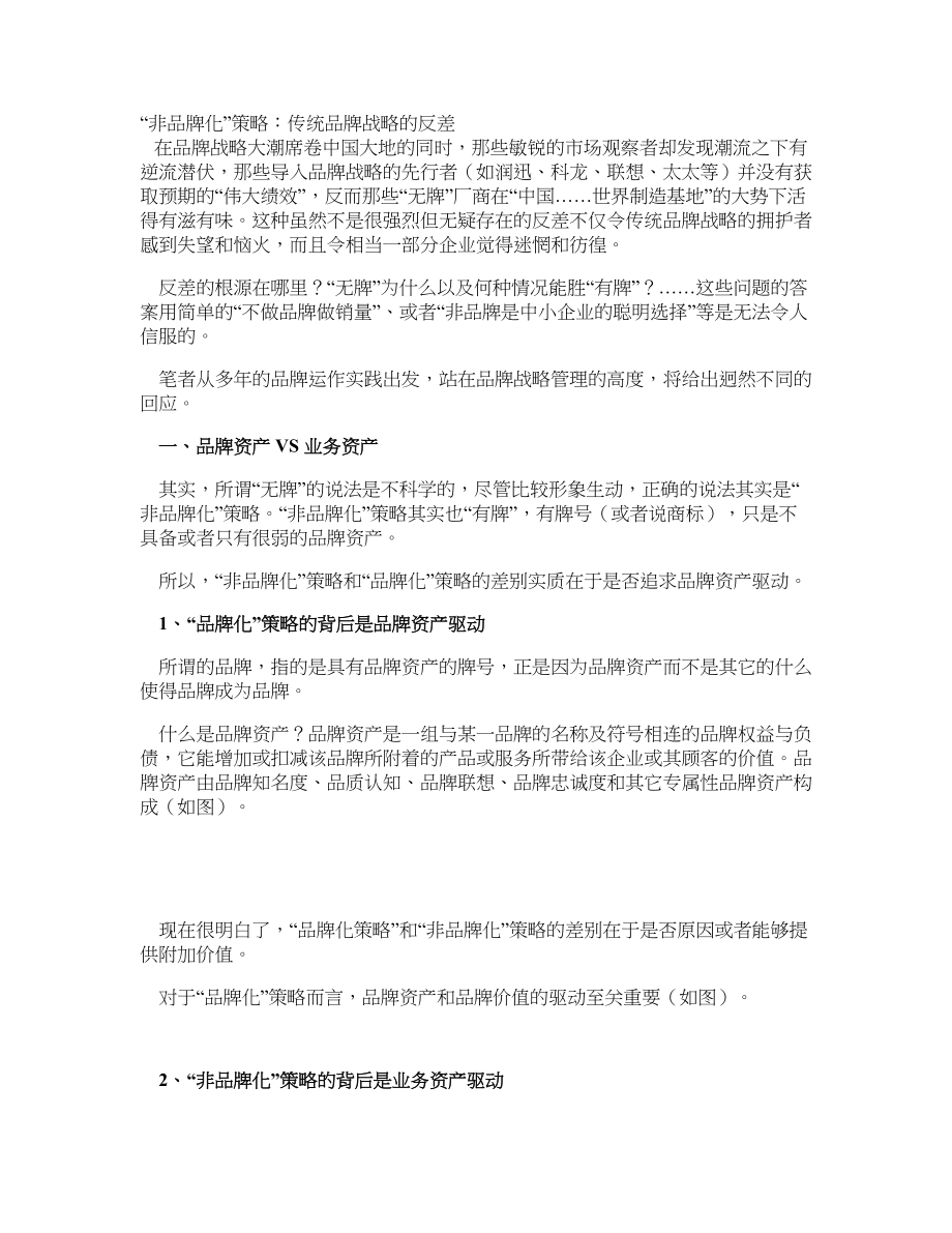 “非品牌化”策略：传统品牌战略的反差_第1页