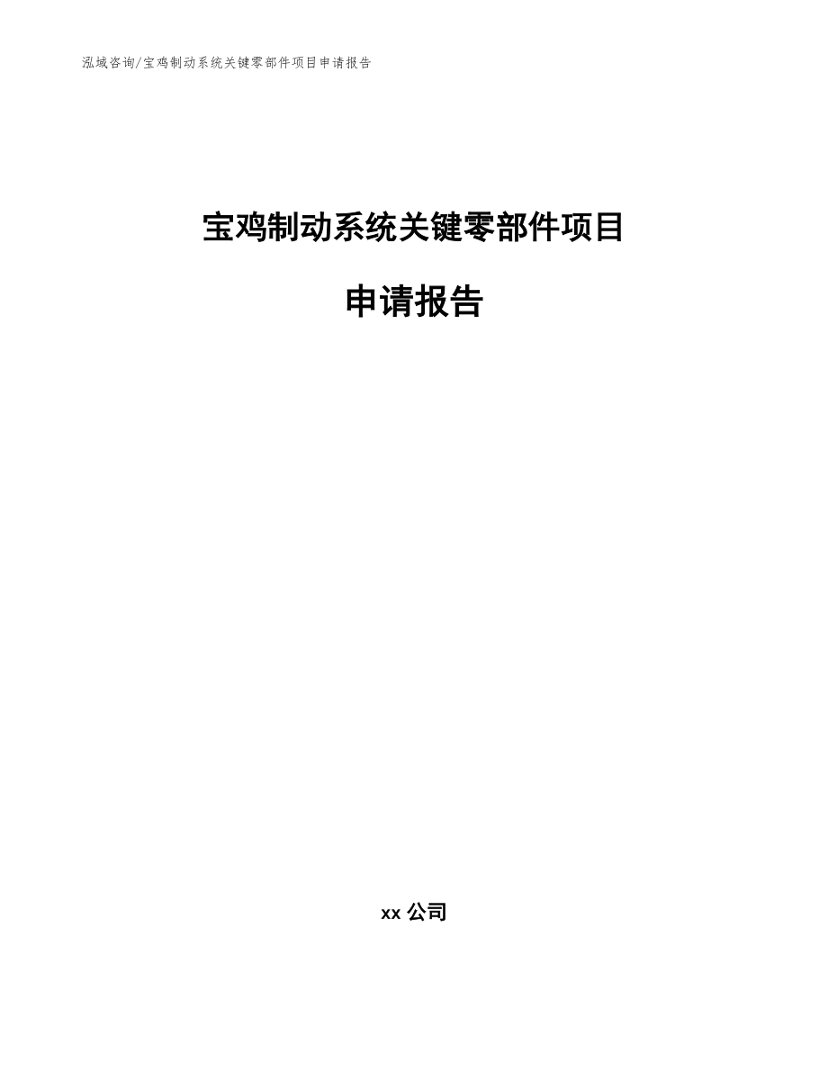 宝鸡制动系统关键零部件项目申请报告参考模板_第1页