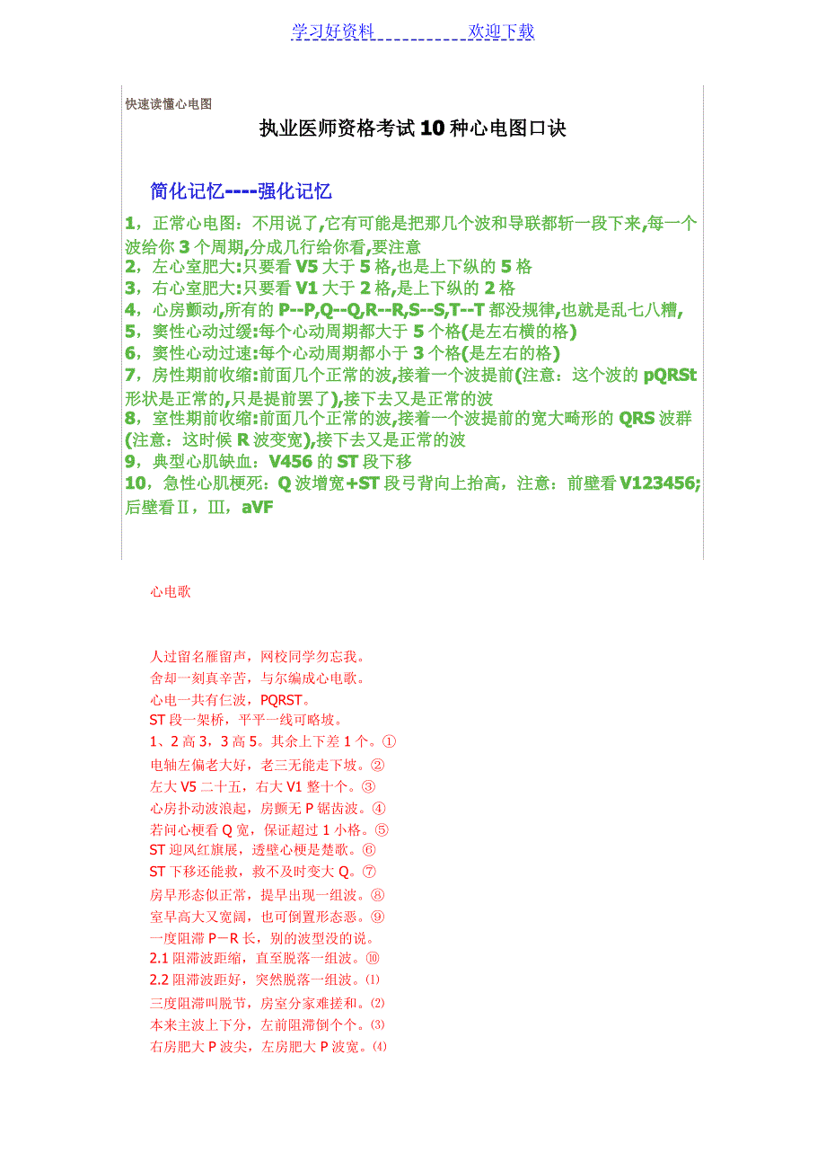 快速读懂心电图(口诀速记)（最全）_第1页