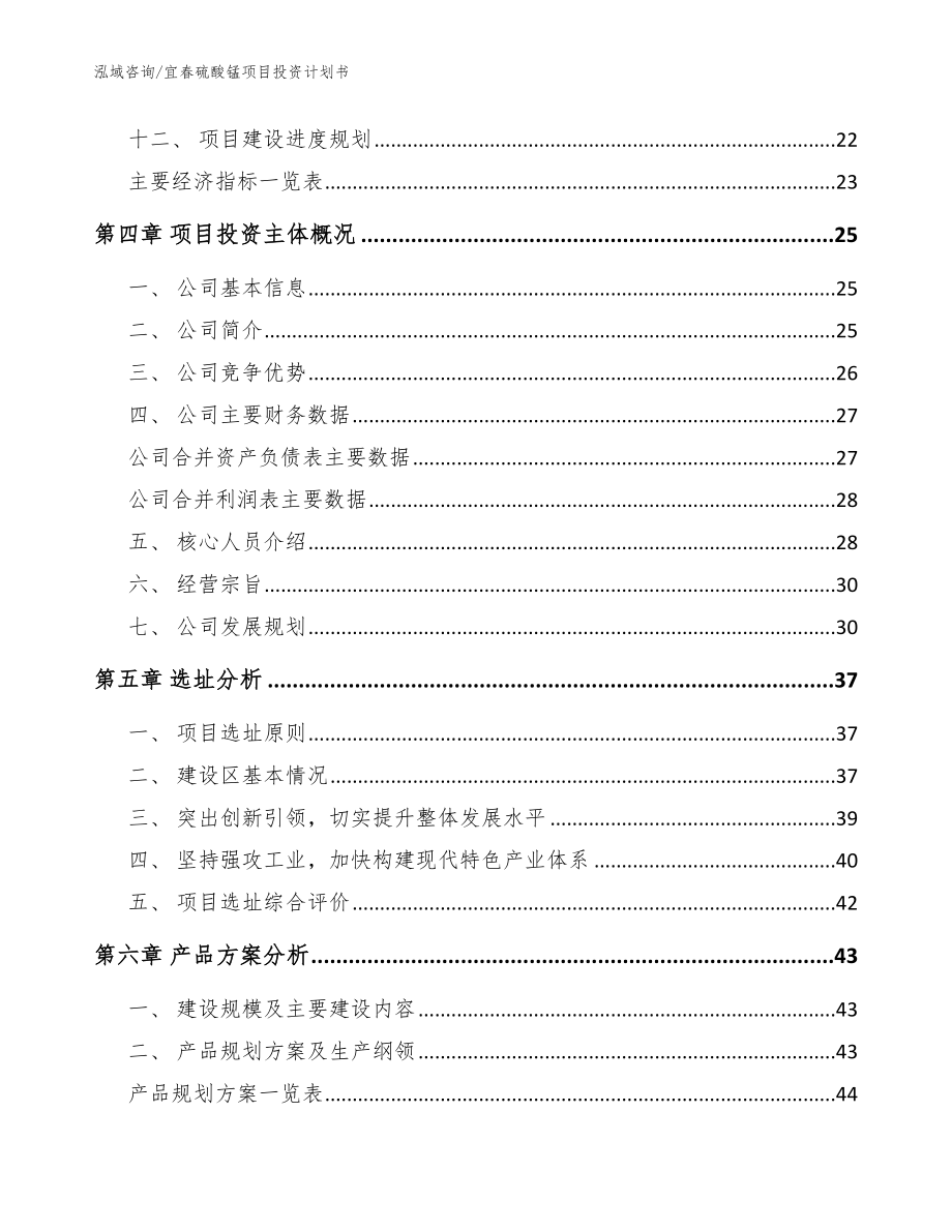 宜春硫酸锰项目投资计划书（模板）_第2页