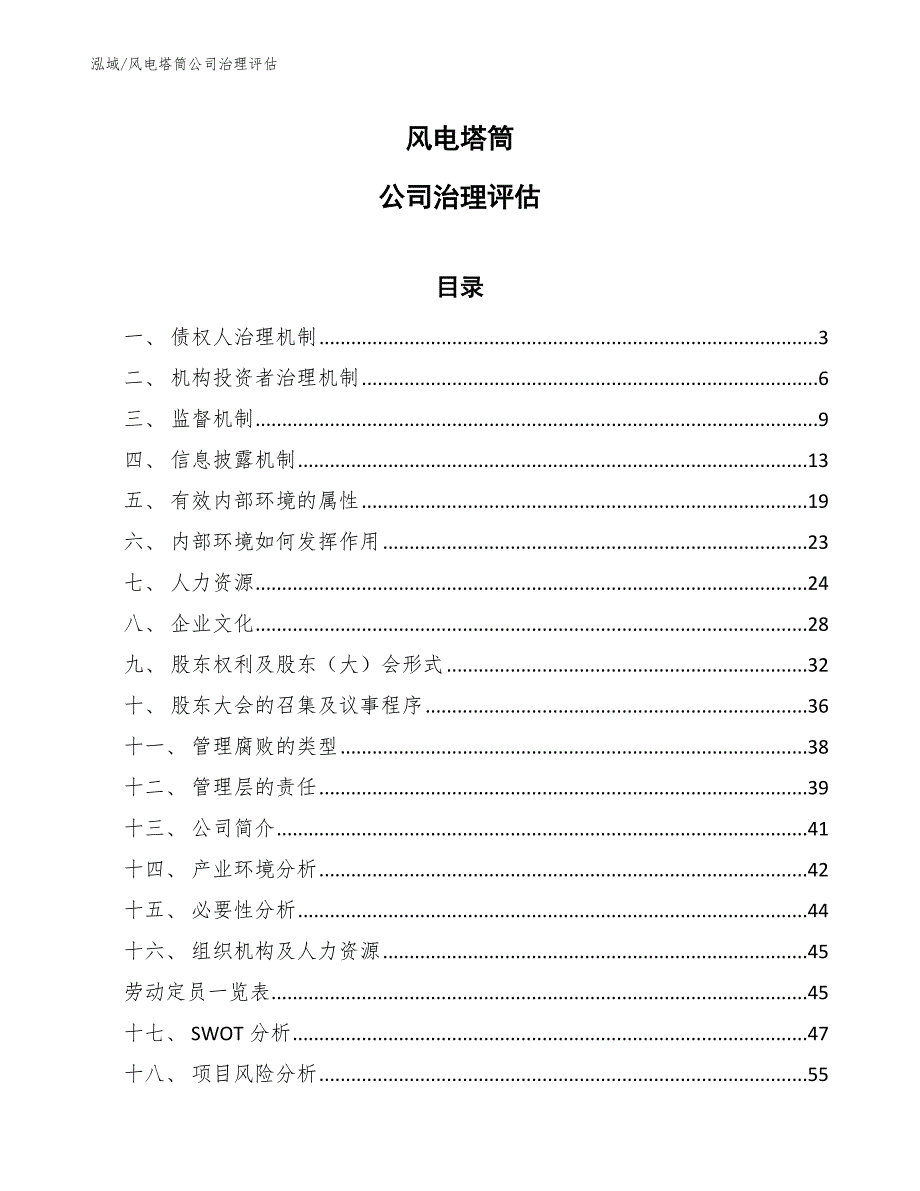 风电塔筒公司治理评估_第1页