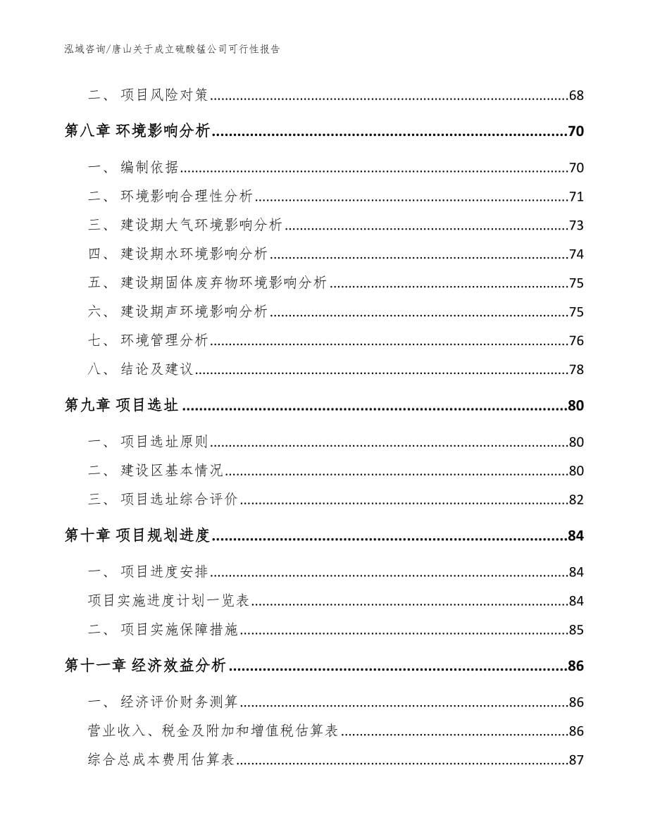 唐山关于成立硫酸锰公司可行性报告（参考范文）_第5页