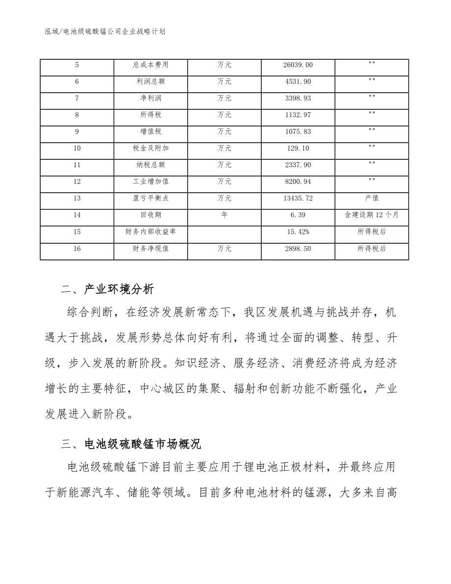 电池级硫酸锰公司企业战略计划（范文）_第5页