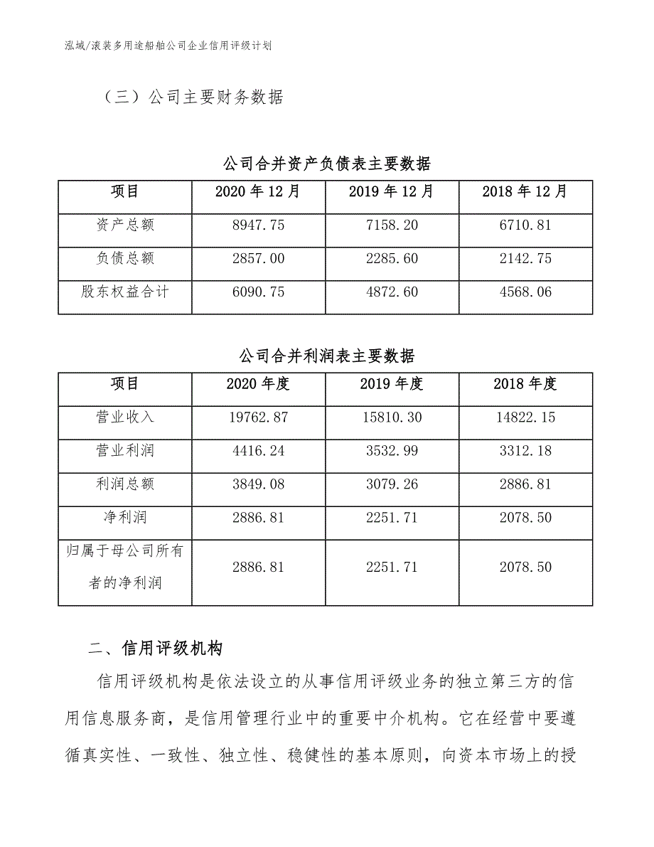 滚装多用途船舶公司企业信用评级计划_第3页