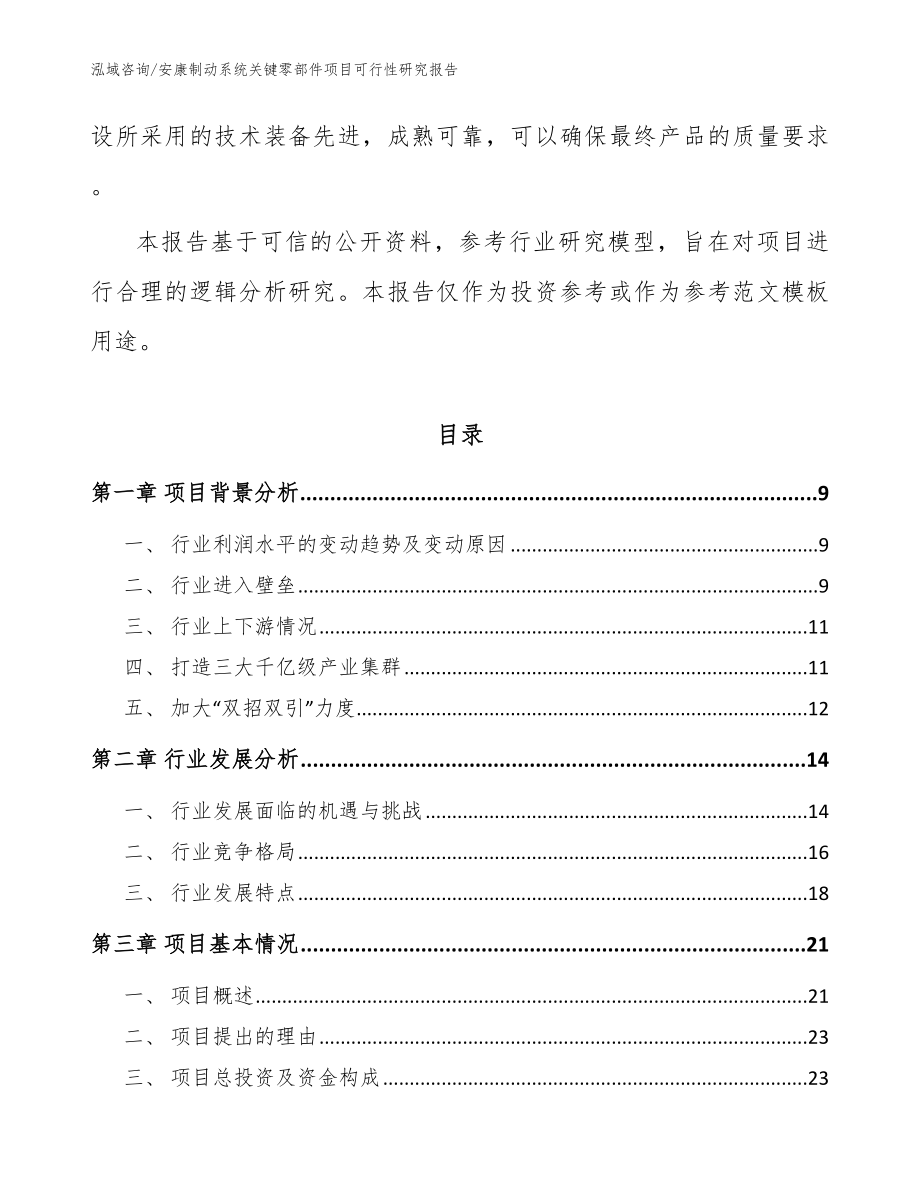 安康制动系统关键零部件项目可行性研究报告【范文】_第3页