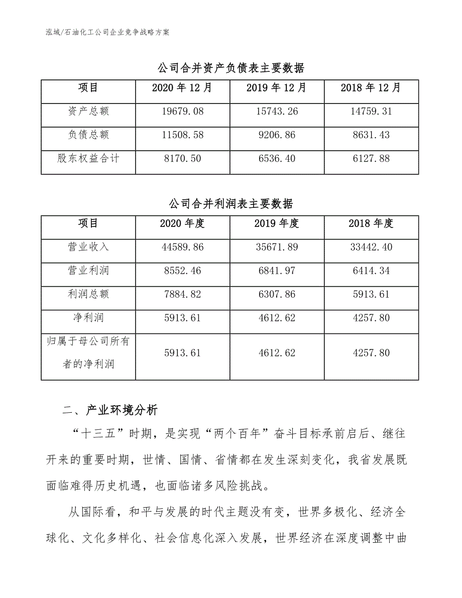 石油化工公司企业竞争战略方案【范文】_第3页