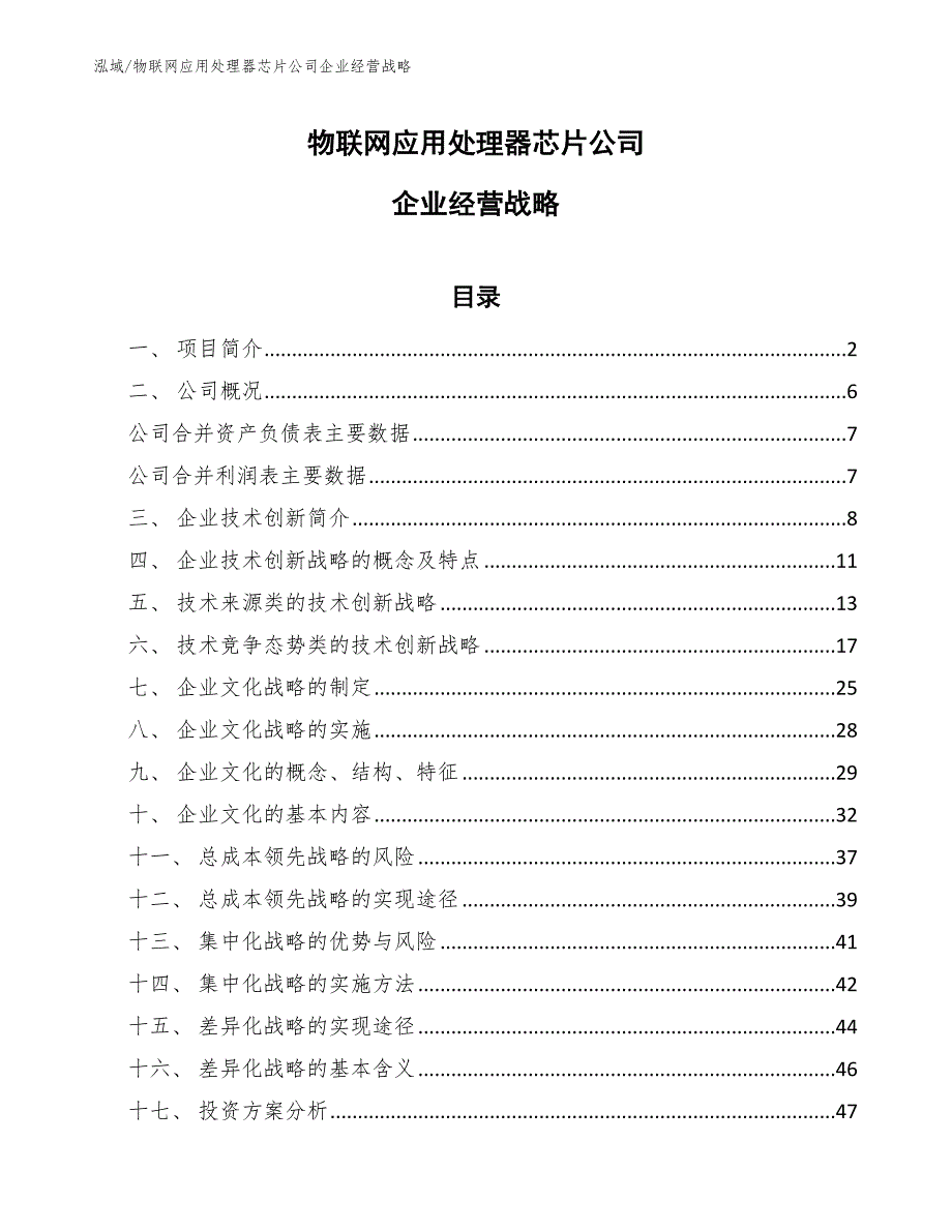 物联网应用处理器芯片公司企业经营战略_第1页