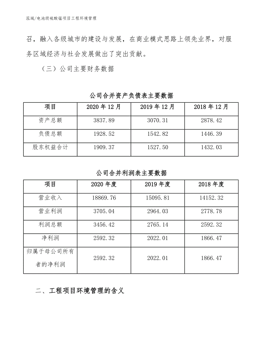 电池级硫酸锰项目工程环境管理【范文】_第4页