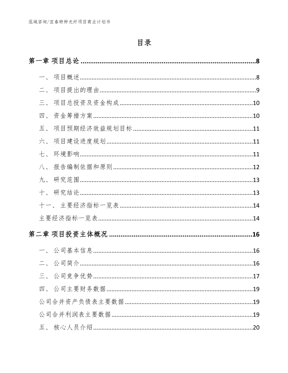 宜春特种光纤项目商业计划书模板范本_第2页