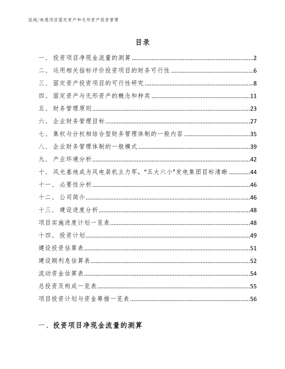 电缆项目固定资产和无形资产投资管理_范文_第2页