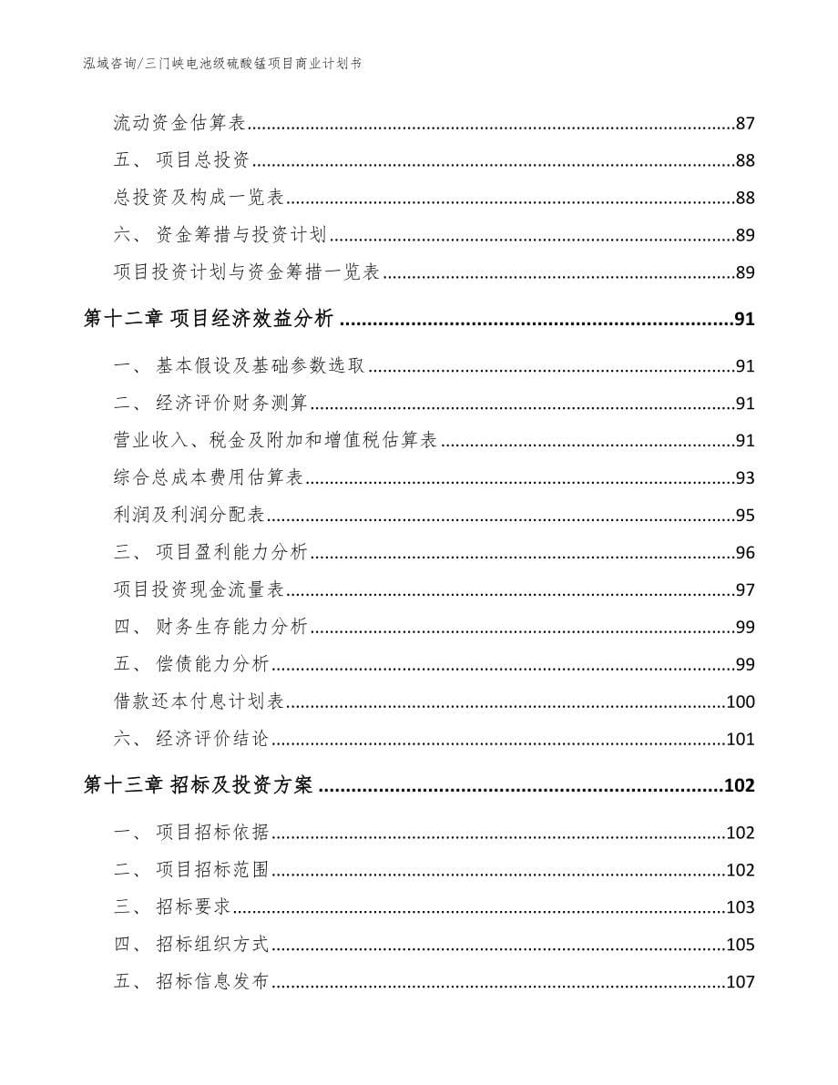 三门峡电池级硫酸锰项目商业计划书模板范文_第5页