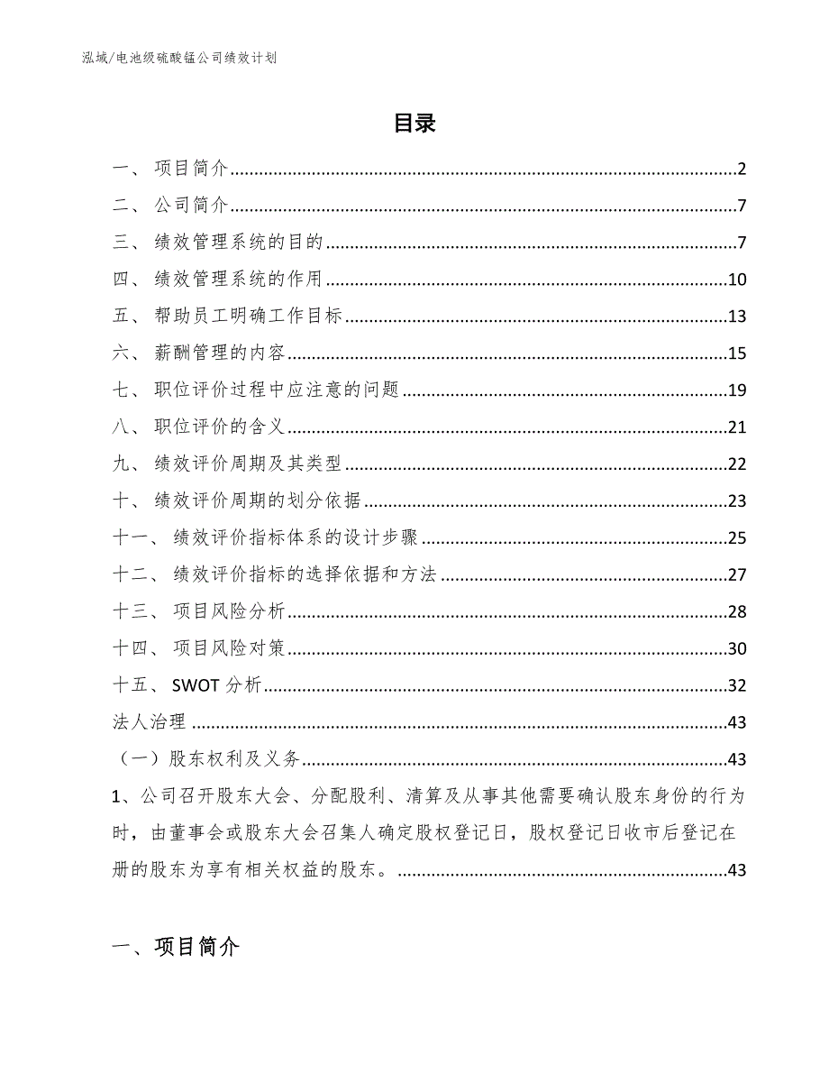 电池级硫酸锰公司绩效计划（范文）_第2页