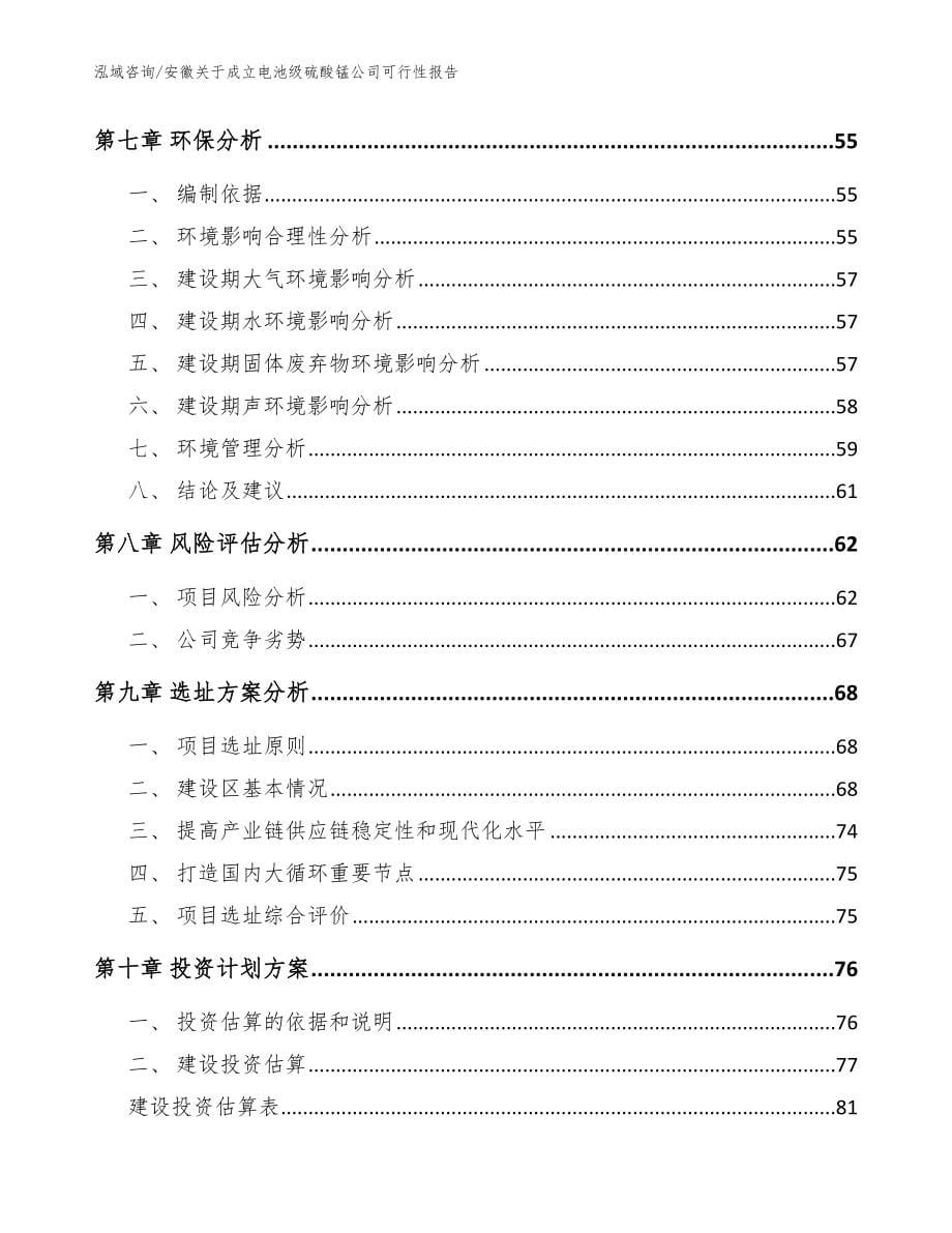 安徽关于成立电池级硫酸锰公司可行性报告范文参考_第5页