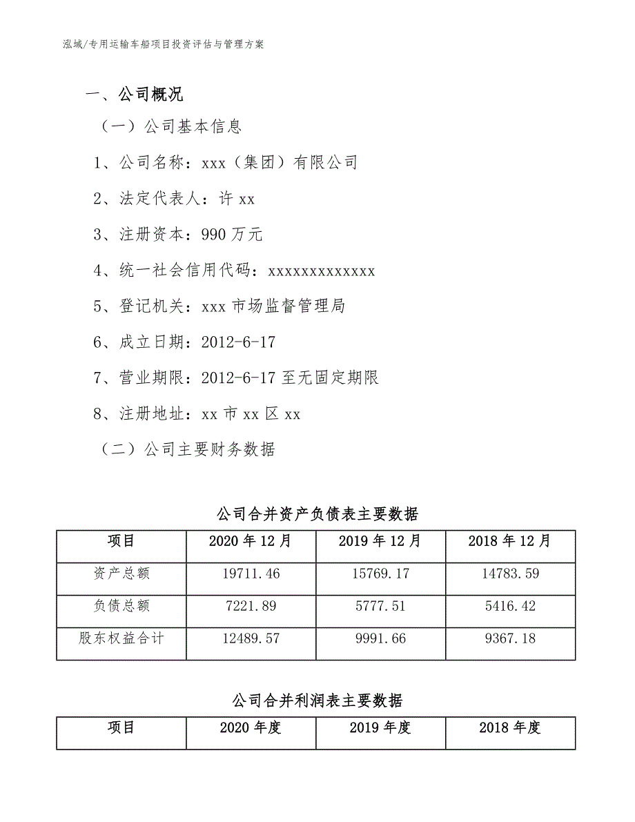 专用运输车船项目投资评估与管理方案【范文】_第4页