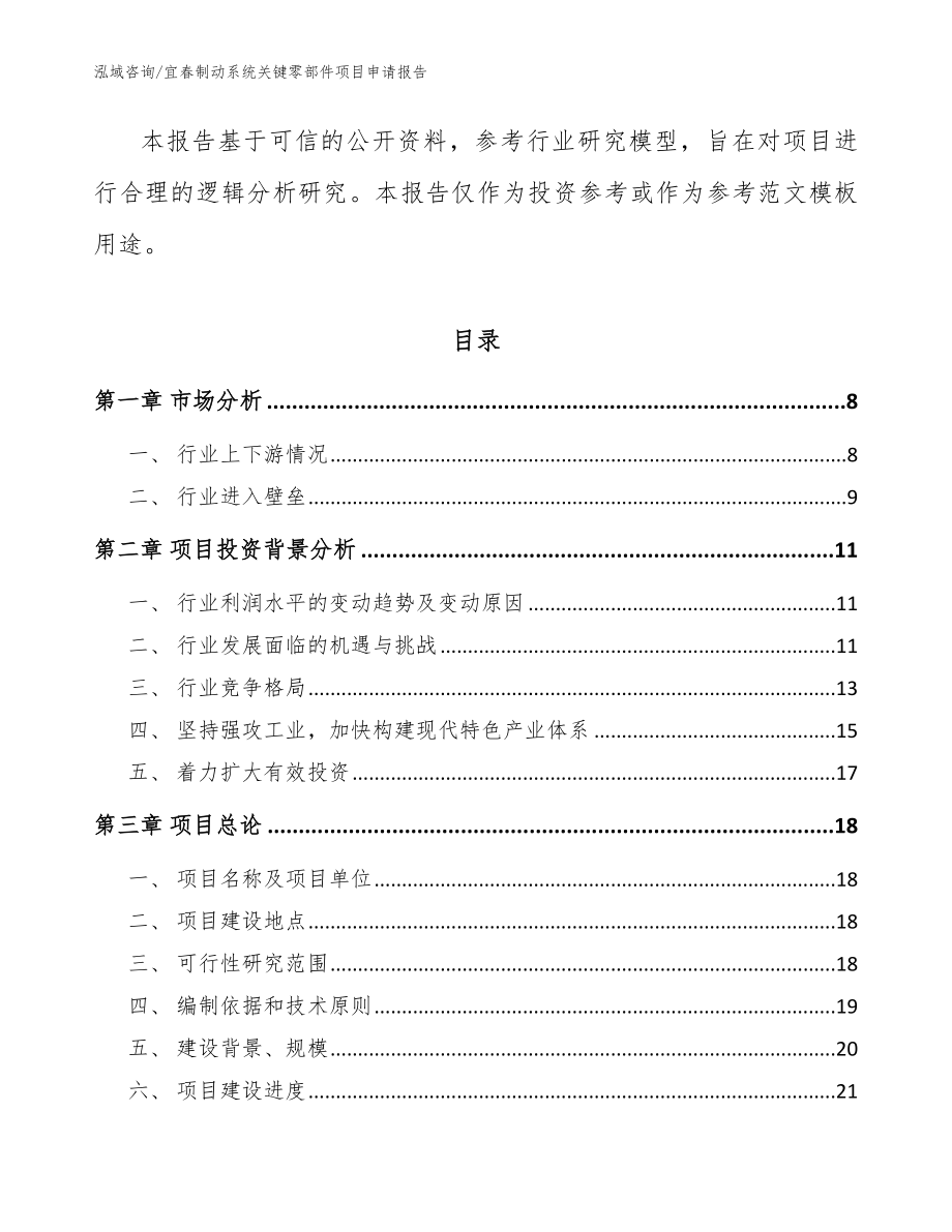 宜春制动系统关键零部件项目申请报告范文_第2页