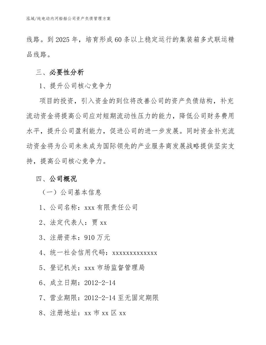 纯电动内河船舶公司资产负债管理方案【参考】_第4页