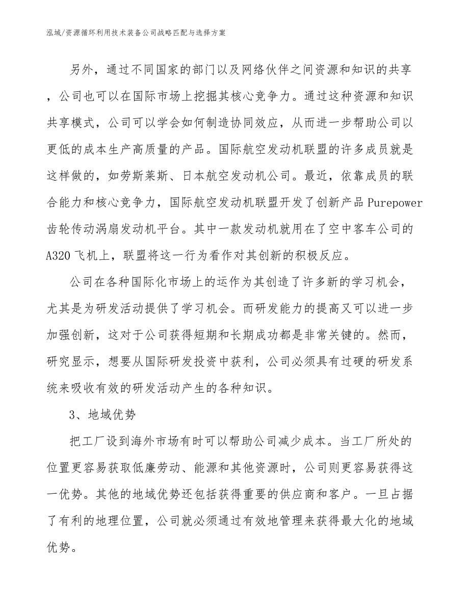 资源循环利用技术装备公司战略匹配与选择方案_范文_第5页