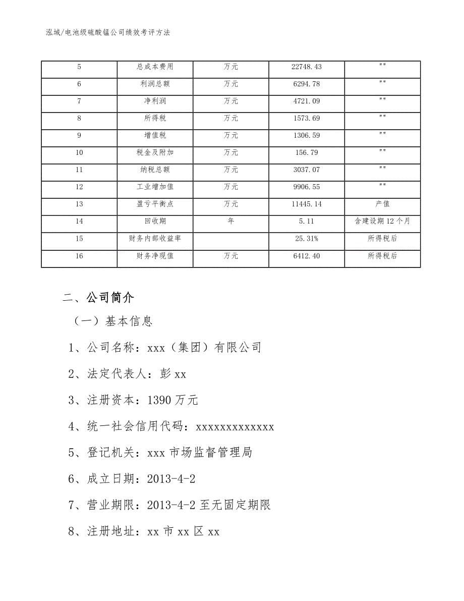 电池级硫酸锰公司绩效考评方法_第5页