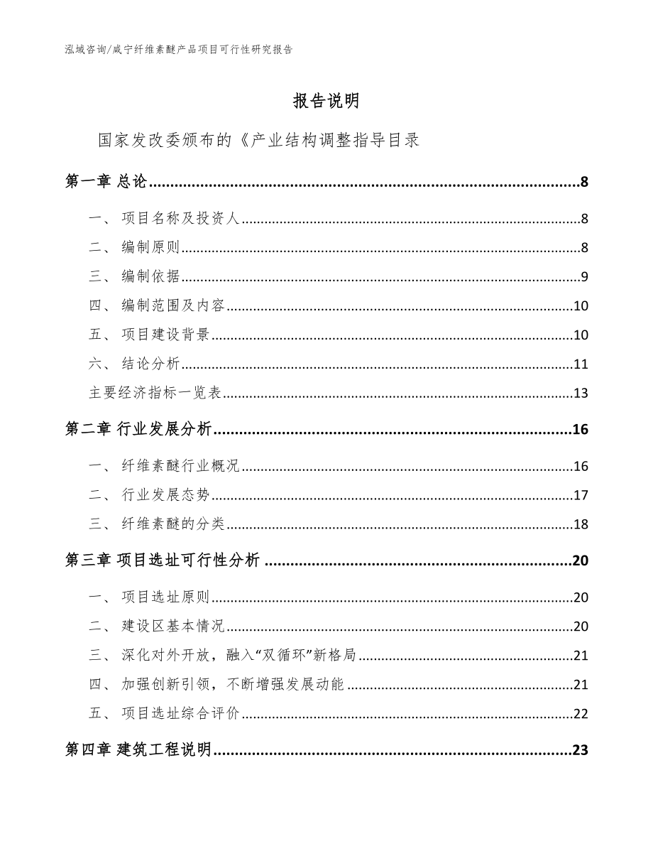 咸宁纤维素醚产品项目可行性研究报告【模板参考】_第1页