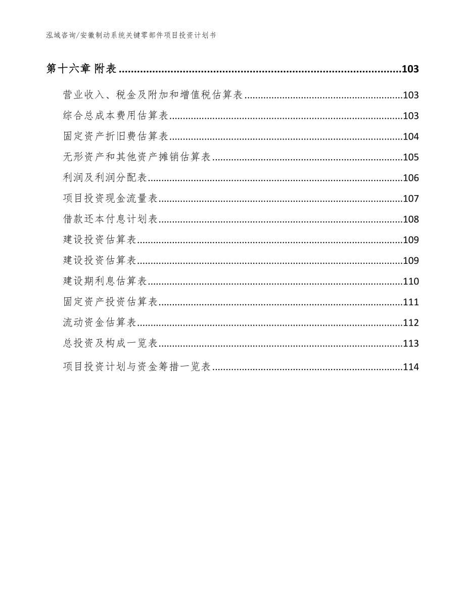 安徽制动系统关键零部件项目投资计划书_参考模板_第5页