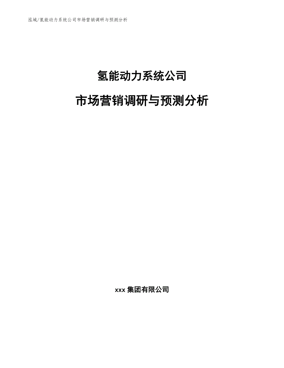 氢能动力系统公司市场营销调研与预测分析（参考）_第1页