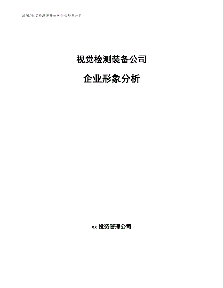 视觉检测装备公司企业形象分析（范文）_第1页