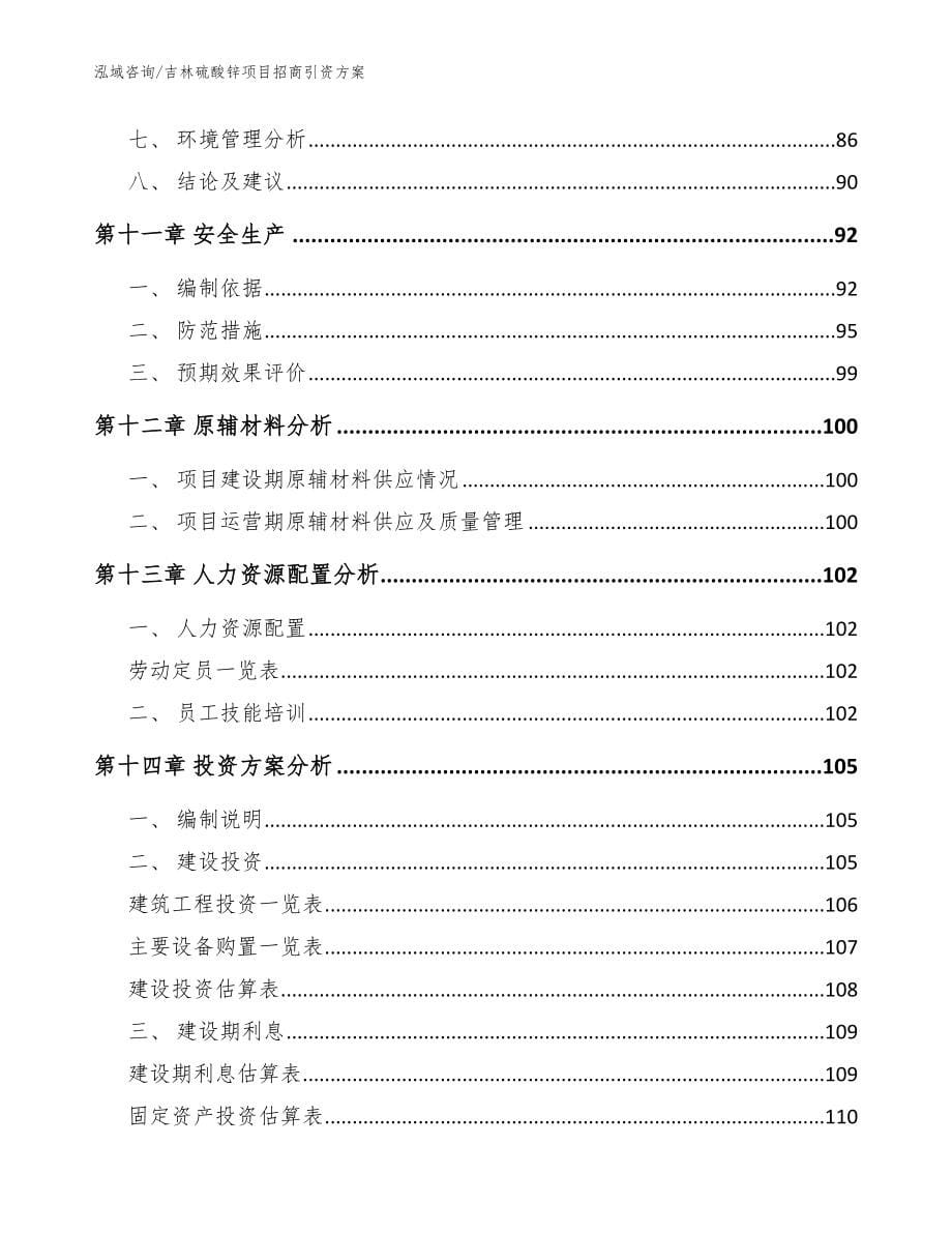 吉林硫酸锌项目招商引资方案_第5页