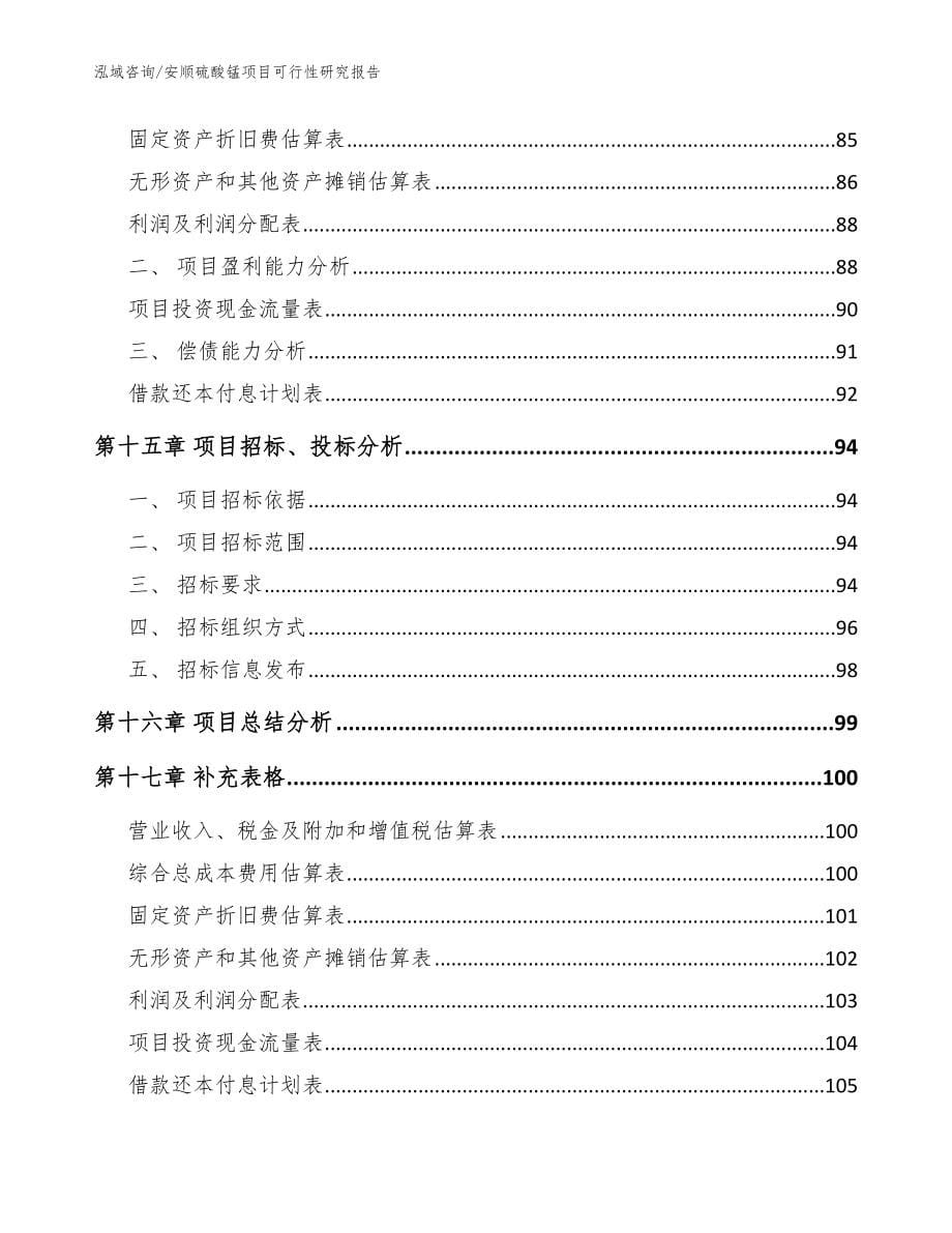 安顺硫酸锰项目可行性研究报告模板_第5页