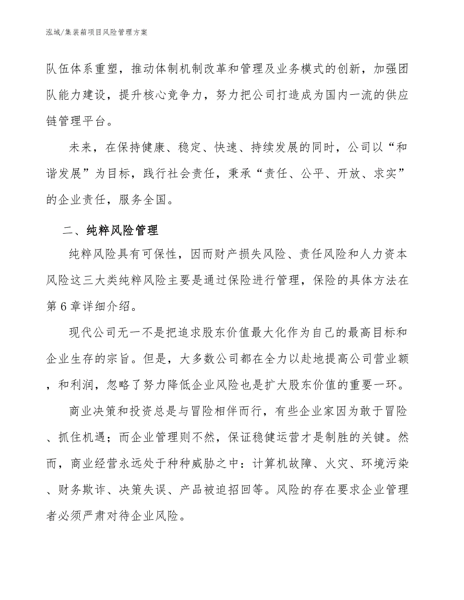 集装箱项目风险管理方案【范文】_第3页