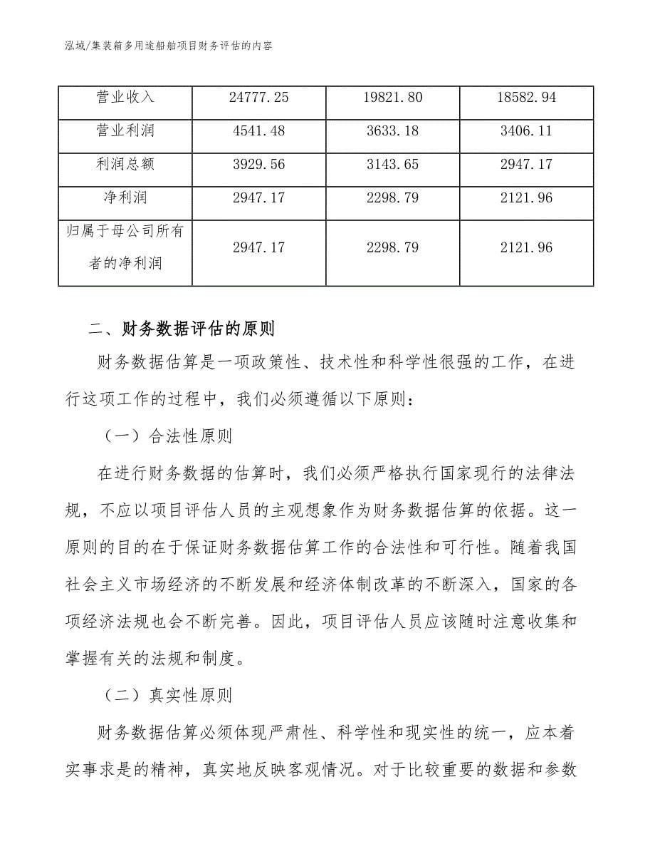 集装箱多用途船舶项目财务评估的内容【参考】_第5页