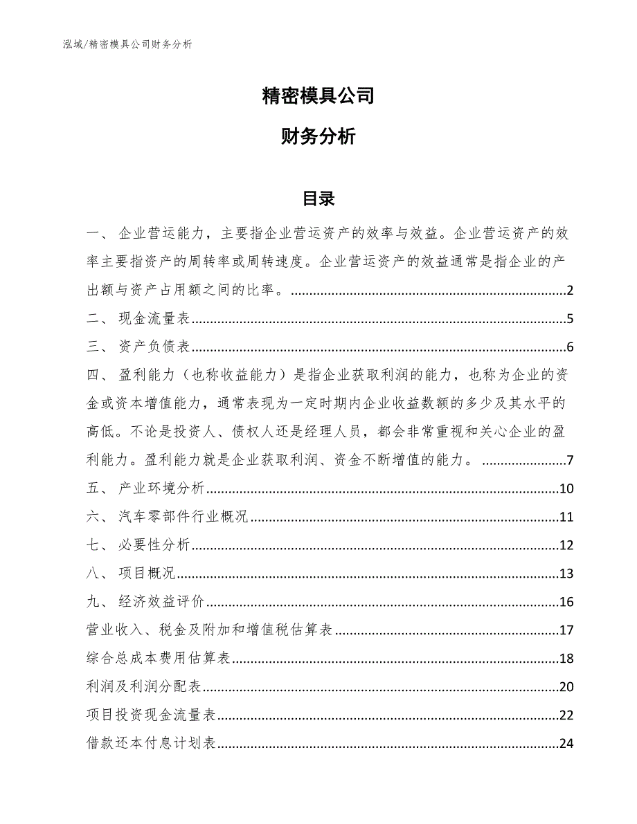 精密模具公司财务分析【参考】_第1页