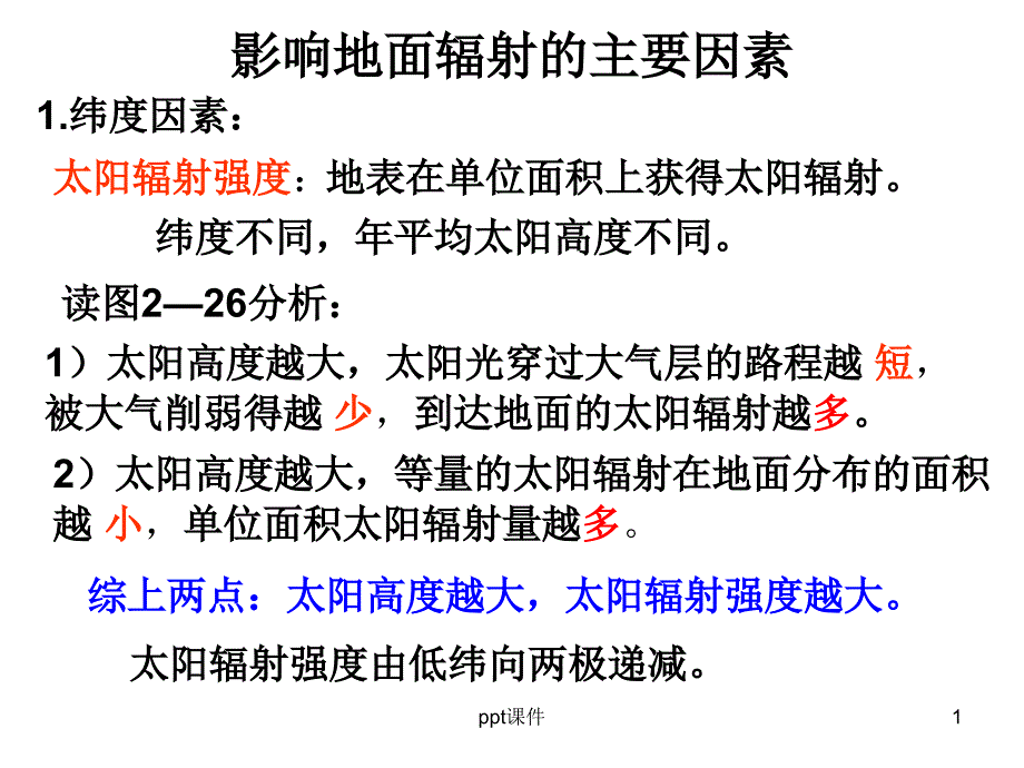 影响地面辐射的主要因素课件_第1页