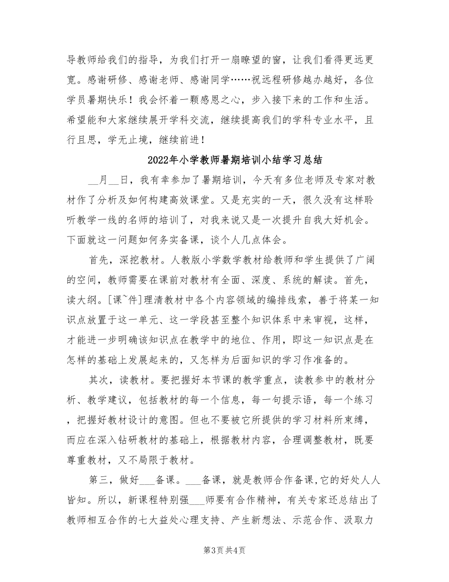 年小学教师暑假网上研修心得总结_第3页