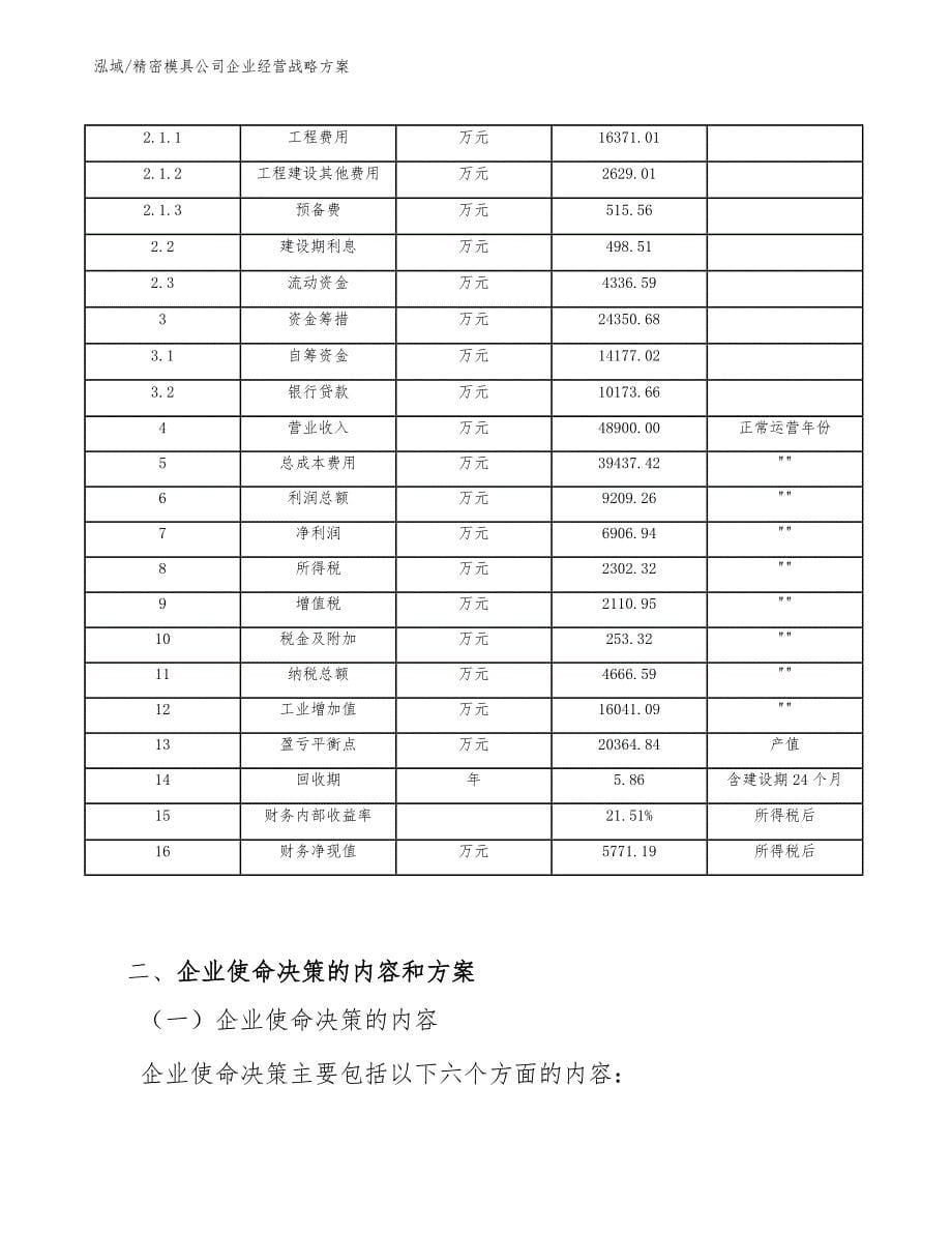 精密模具公司企业经营战略方案（参考）_第5页