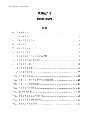 硫酸锰公司薪酬管理制度