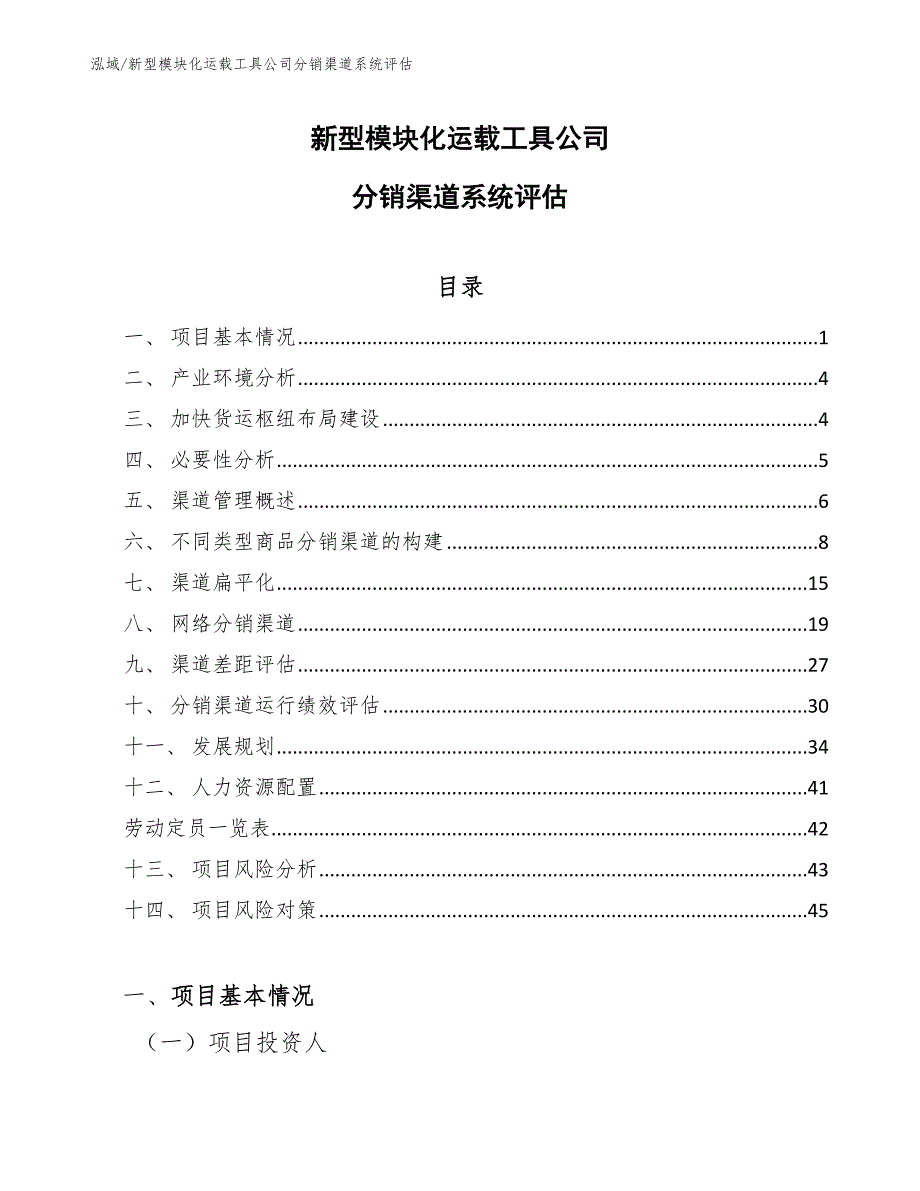 新型模块化运载工具公司分销渠道系统评估_第1页