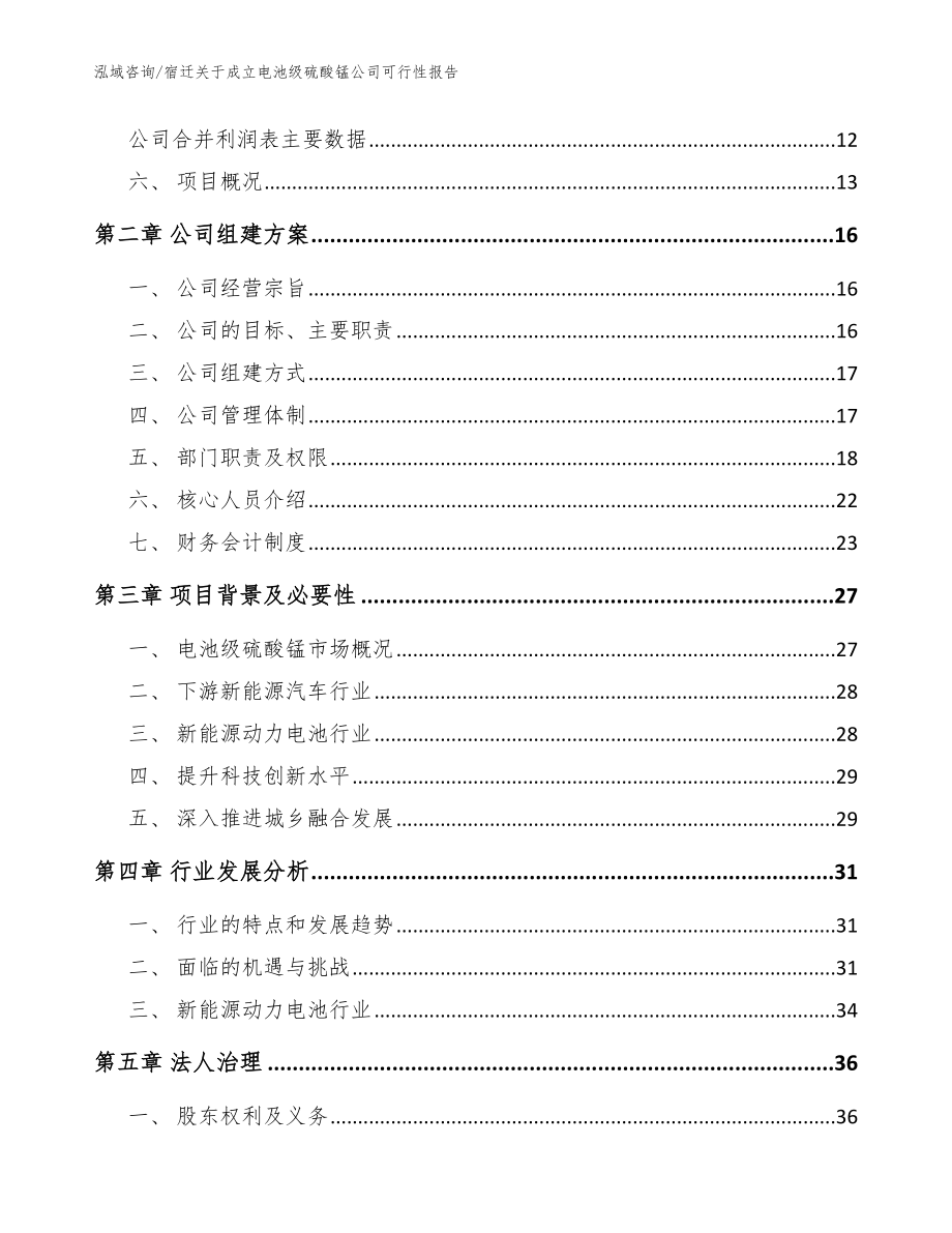 宿迁关于成立电池级硫酸锰公司可行性报告范文_第4页