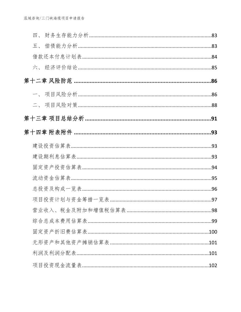 三门峡海缆项目申请报告_第5页