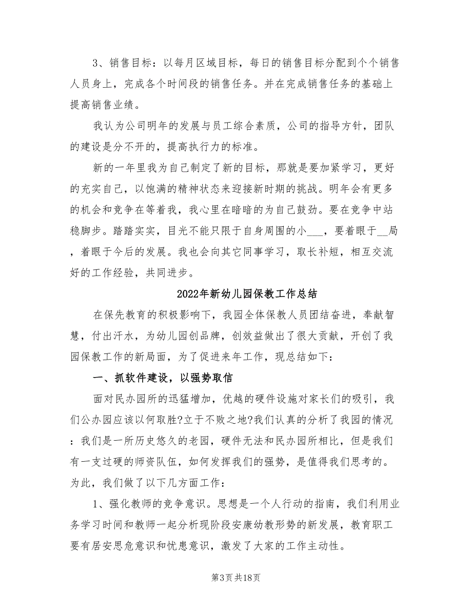 年新年销售工作总结与计划表格_第3页