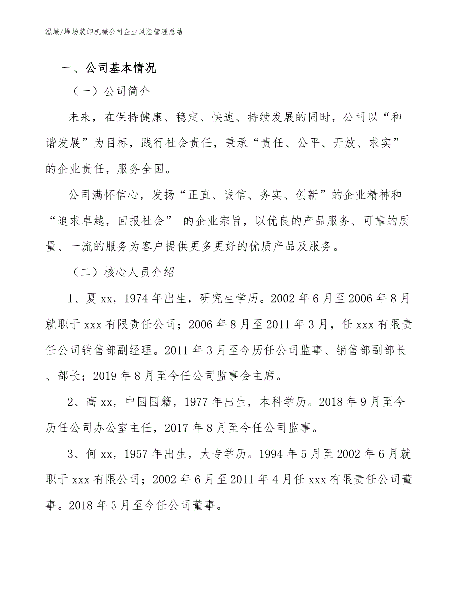 堆场装卸机械公司企业风险管理总结_第3页