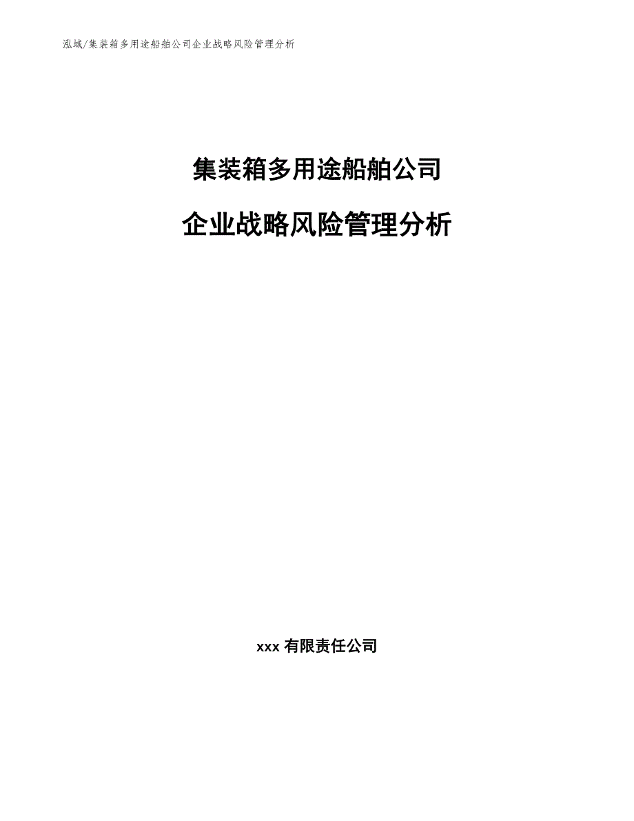 集装箱多用途船舶公司企业战略风险管理分析_范文_第1页