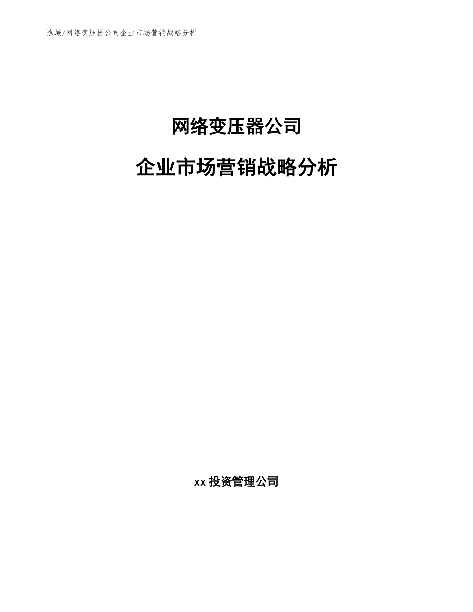 网络变压器公司企业市场营销战略分析_第1页