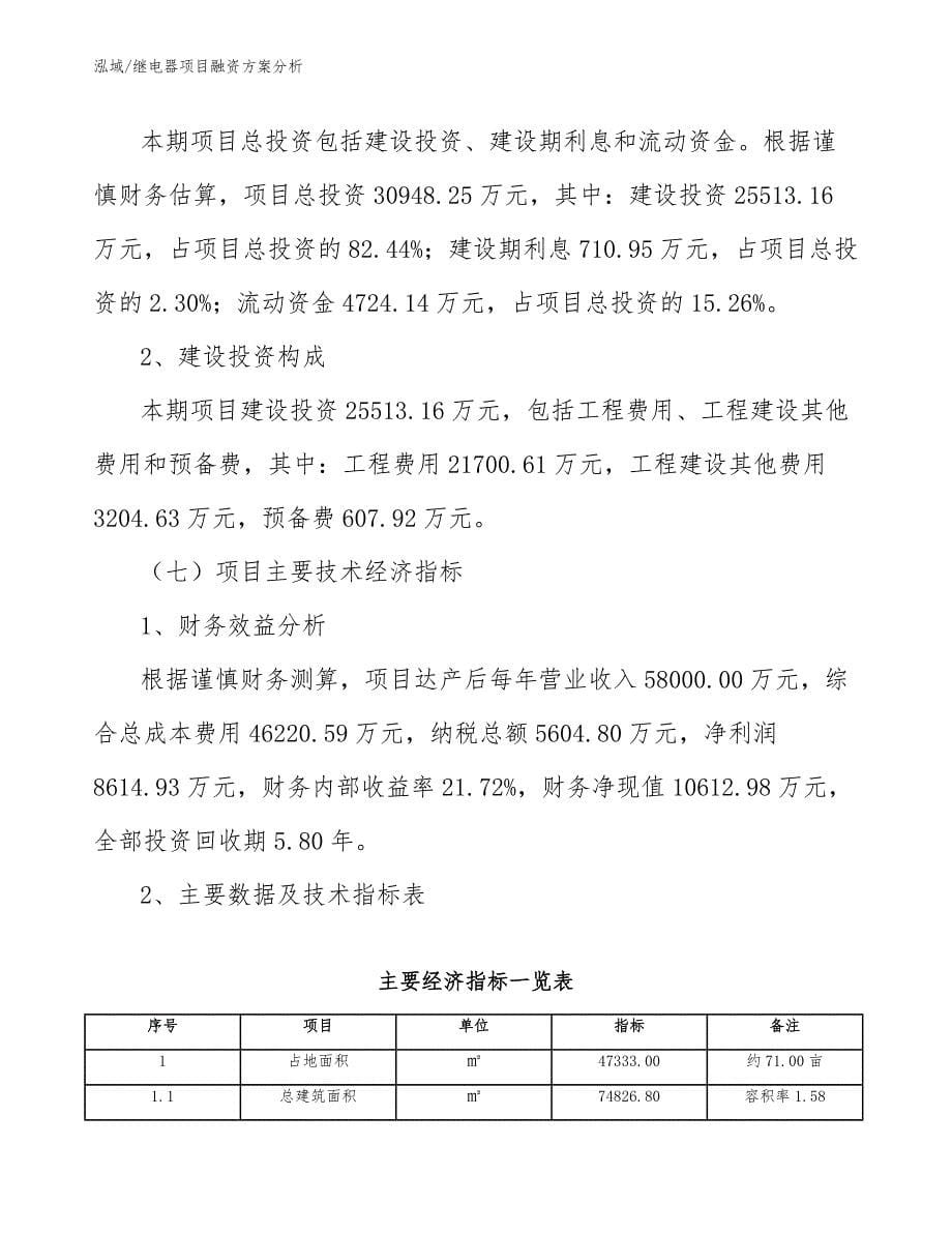 继电器项目融资方案分析【范文】_第5页