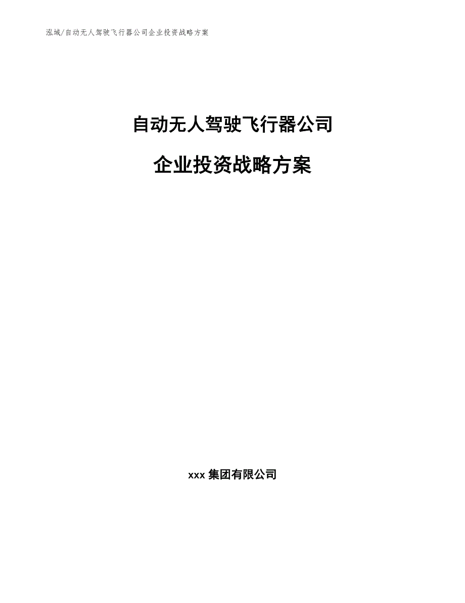 自动无人驾驶飞行器公司企业投资战略方案_第1页