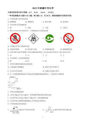2022年新疆中考化学试题（含答案解析）